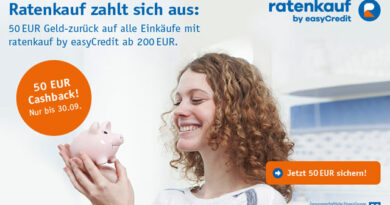 Ratenkauf by easyCredit - 50 Euro Cashback für Einkäufe ab 200 Euro