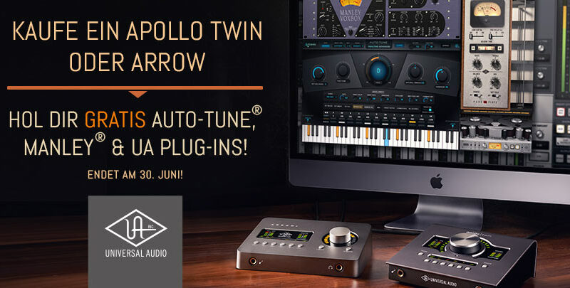 Kauf Dir ein Apollo Twin oder Arrow und erhalte die Plug-Ins Auto-Tune, Manley VOXBOX und UA Tape & Reverb im Wert von bis zu 846 € gratis dazu!