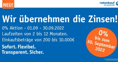 0% Aktion - Ratenkauf by easyCredit - 01.09.-30.09.2022